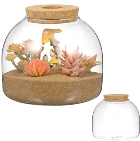 POPETPOP Glass Plant Terrarium - Glass Terrariums for Plants Terrarium with Lid Small Succulent Terrarium Planter Micro Landscape Container Miniature Container for Succulent Plant