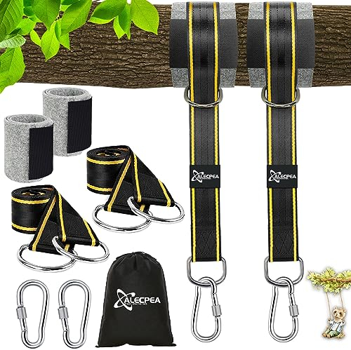 ALECPEA Schaukel Befestigung - 900 kg Tragkraft, 2er Pack, 150 cm x 5 cm - Inklusive Karabiner, D-Ringe, Aufbewahrungstasche und Baumschutzpolster - Perfekt für Schaukeln und Hängematten