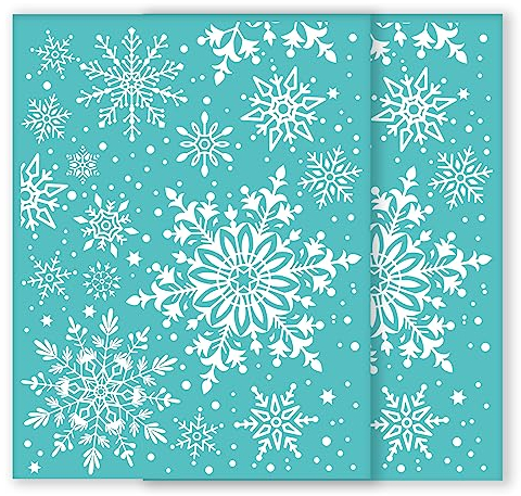 INFUNLY 2 Stück Weihnachten Selbstklebende Siebdruckschablonen 8.5x11 Zoll Mesh Transfer Schneeflocke Kreidepaste Farbschablonen Weihnachten Wiederverwendbare Schablonen Für DIY Malerei