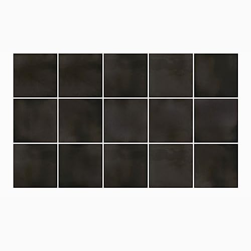 Ulticool Sticker Decoration Carrelage - Aspect béton noir gris aspect papier peint décoratif - 15 x 15 cm - 15 pièces - Lot de 15 autocollants pour carrelage - Paroi arrière pour mur salle de bain -