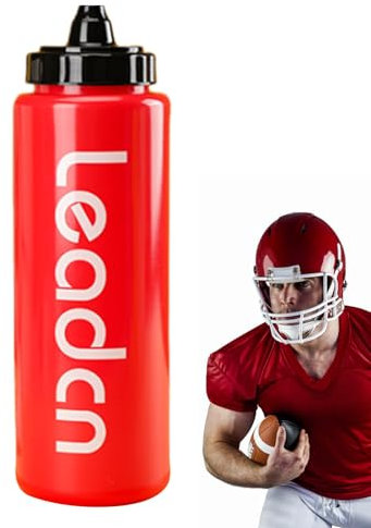 PRIMUZ Bouteille d'eau de sport à presser, bouteilles d'eau compressibles de 900 ml, en polyéthylène, faciles à ouvrir, réutilisables, résistantes aux fuites et sans danger pour les sports de football