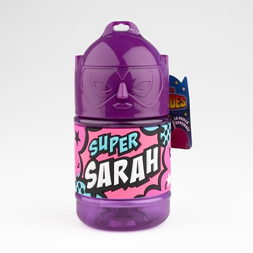 Bouteille personnalisée pour enfant, gourde d'eau avec paille - Super Sarah