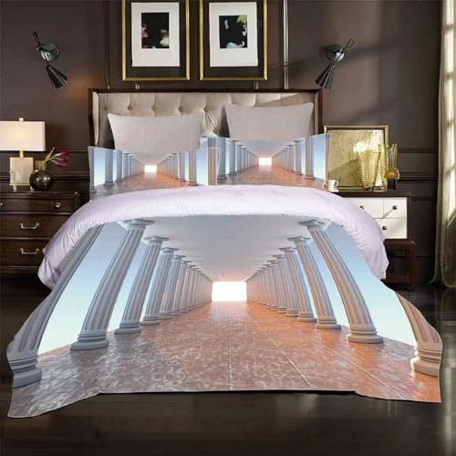 Tizhweqo Rom Bettwäsche 135x200 Rom Bettwäsche Set Weiche Mikrofaser 3D Druck Italien Bettbezug Set mit Reißverschluss Bettbezüge und 2 Kissenbezug 80x80 cm B5083