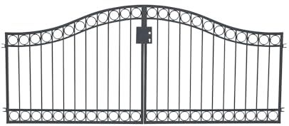 Gartentor Hoftor Einfahrtstor Metall Einfahrtstor Anello-GT300/100S Schloss Feuer Verzinkt Anthrazit Grau 300 cm 3m Doppelflügeltor