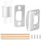 1 Set Door Strike Plate, Standard Door Latch Restorer with Spacer Shim & Dust Box Stainless Steel Security Door Lock Strike Plate Replacement Repair Kits with Screws