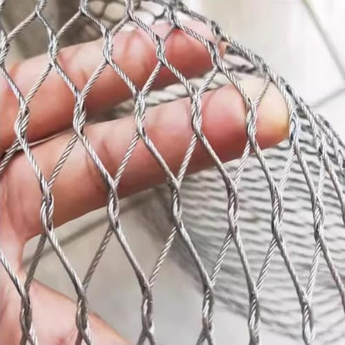 JIwqDY 304 Filet de Corde en Acier Inoxydable, Garde-Corps Extérieur, Maille 5cm Filet de Protection en Acier Inoxydable, Diamètre du Fil 1.5mm(0.8x2m/2.62x6.56ft)