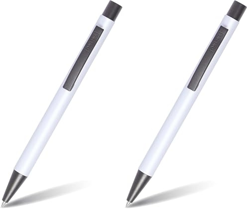 Online Kugelschreiber Soft Metal, Druckkugelschreiber aus Aluminium, auswechselbare Großraum-Mine, schwarzschreibend, dokumentenecht, Pure White mit Softtouch Feeling, Metallclip Dunkelgrau
