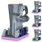 Charger Dock Compatible with PS Portal and PS5 Controller, PS5 Pro Stand and Cooling Station with RGB LED Charging Dock, Playstation 5 Edge Controller and Headset and Remote Holders - Grey