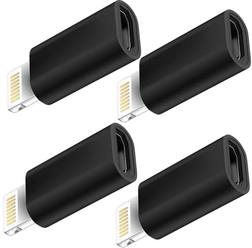 Micro USB Female to 8 Pin Male Charging adapter (4 Pack) for iPhone 14 13 12 11 Pro Max for iPad Mini Lightning to Micro USB Cable Connector for apple Devices Android Cord Charger Port Accessories