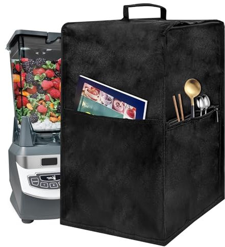 Linkidea Blender Dust Cover, Portable Blender Cover with Hand Strap, Insulated Blender Cover with Compartment Fits Home Kitchen Use, Compatible with Ninja BL660, BN701, BL770AMZ (Black)