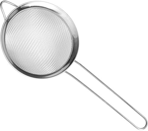 Kleines Sieb, Siebe zum Kochen, 2,6 Zoll Durchmesser..Edelstahlmehl Sifter, feines Netzsieb mit langem Griff, hängendes Mini -Sieb für die Küche