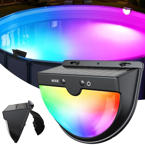 DeeprBetter Luci Piscina Fuori Terra Solari, 2025 Luce Piscina RGB Colori Cambiamento, IP68 Impermeabile Luci LED Piscina con 10 Modalità di Illuminazione, Lampade per Piscinas Giardino Decorazione