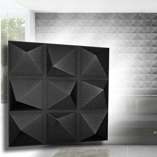 Eurodeco Paneles de pared 3D de poliestireno XPS de 50 x 50 cm, 3 mm de grosor, modernos revestimientos de paredes 3D y paneles de pared, decoración de pared ligera, placas para salón, dormitorio