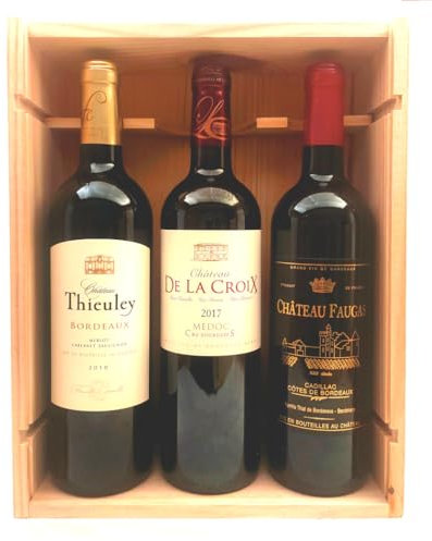 Coffret Grands Vins de Bordeaux - 1 Cru Bourgeois du Médoc 2017 + 1 Cadillac Côtes de Bordeaux 2018 + 1 Bordeaux 2018 !