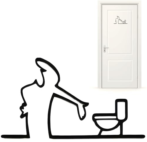 YAOYYG WC Aufkleber, Lustige Badezimmer Schilder, 15.4 * 8.2 cm | Selbstklebende Toiletten‑Aufkleber für Innen‑ und Außenbereich, für Café, Geschäft, Zuhause, Wohnung, Küche