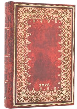 2026 Foiled (Old Leather Collection) Mini 12-month Day-at-a-Time Hardcover Flexi Dayplanner 2026 (Elastic Band Closure)