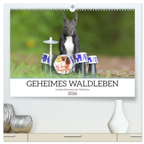 Geheimes Waldleben (hochwertiger Premium Wandkalender 2026 DIN A2 quer), Kunstdruck in Hochglanz: Eichhörnchen und Mäuse in Szene gesetzt (CALVENDO Tiere)