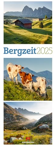 Bergzeit Kalender 2025, Triplet-Wandkalender im Hochformat (24x66 cm) - Landschaftskalender mit Alpen und Bergen für Berg-Fans & Wander:innen