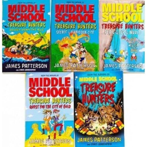 Middle School Treasure Hunters Series Collection 5 Books Set by James Patterson (Treasure Hunters,Danger Down the Nile,Secret of the Forbidden City,Peril at the Top of the World..