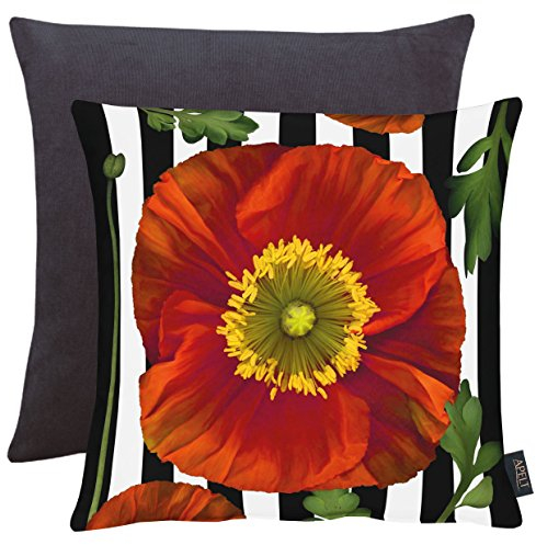 APELT Alexa 46X46 30 Kissenhülle, Polyester-Baumwolle, schwarz / weiß / rot, 46 x 46 x 0.3 cm