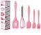 Hillento Silicone ustensile de Cuisine Set ustensiles de Cuisine 5 pcs Silicone ustensiles de Cuisine Set spatules Brosse Outils de Cuisine, Facile à Utiliser et Propre, Rose