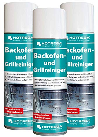 HOTREGA Backofen- und Grillreiniger 300ml, Ofenreiniger, Backofenspray, Backofenreiniger, Herdreiniger, Fettlöser, Mengen:3
