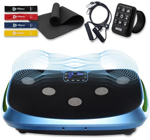 LifePro Rumblex 4D Vibration Plate Exercise Machine - Triple Motor Oscillation, Linear, Pulsation + 3D/4D Vibration Platform | Whole Body Vibration Machine for Home, Weight Loss & Shaping. (Blue)