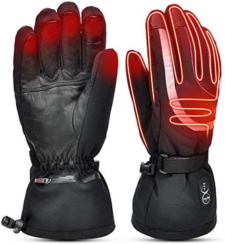 2019 Upgraded Heated Gloves,Men Women Electric Rechargeable Battery Heat Gloves,7.4V 2200MAH Battery Powered Heated Ski Motorcycle Gloves Hand Warmers,Winter Snow Gloves Mittens(Size XXL)