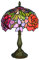 Tokira Tiffany-Stil Tischlampe, Glasmalerei 10 Zoll Rote Rose Blume Nachtlicht, Vintage Europen Schreibtischlampen Nacht Schlafzimmer für Wohnzimmer, [Ohne Glühbirnen]