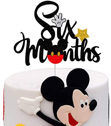 Mickey 6 Monate Tortenaufsatz, glitzernde Micky Maus 1/2 halber Geburtstag, Babyparty, Party-Dekoration