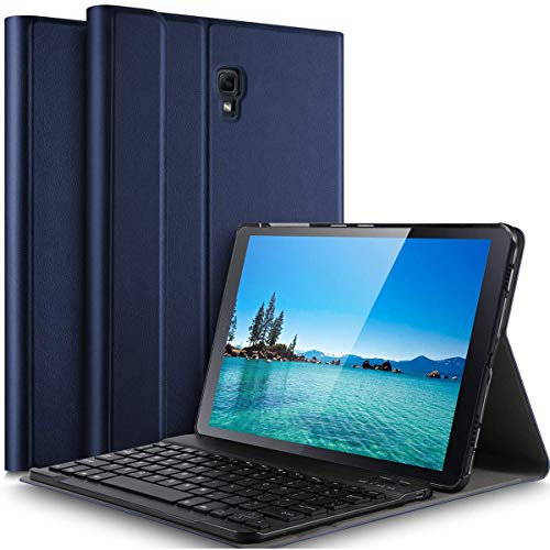 Claelech Custodia per Galaxy Tab A 10.5 (QWERTY), tastiera wireless Bluetooth rimovibile per Samsung Galaxy Tab A 10.5 T590 T595 2018 Release con custodia flip in pelle (blu)
