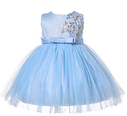 Cinda Robe de soirée Fleurie brodée bébé Fille Blue 3-6 Mois