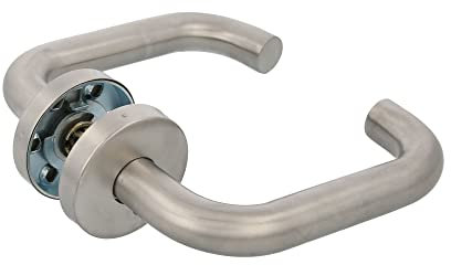 Amig - Türgriff-Set mit Rosette | Mod. 3RGX | 140 x Ø19 mm | 8 mm Quadrat | Elegantes und schlichtes Design | Edelstahl matt