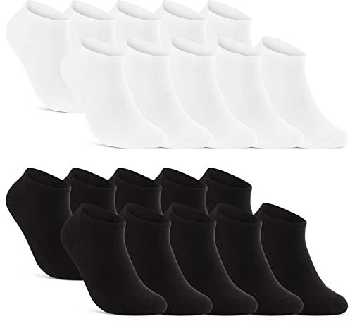 10 | 20 | 30 Paar Sneaker Socken Herren Damen Schwarz Weiß Grau Baumwolle 16900 (10x Schwarz + 10x Weiß 43-46)