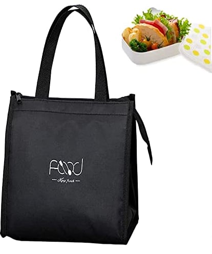 Kühltasche Klein Faltbar, Kleine Kühltasche Für Unterwegs, Lunchtasche Isoliert, Kühltasche, Gefrierbeutel Zipper, Kühltasche Für Arbeit, Schule, Ausflug Lebensmitteltransport-Schwarz(Großformat)