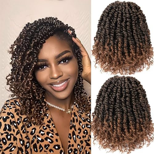 Passion Twist Hair 8 packs Pré-torsionnés Passion Twist Crochet Pré-bouclés Crochet Cheveux YDDM Court Extension de Cheveux (10 Pouces, 1B-30#)
