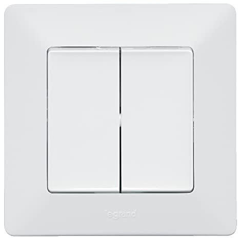 Legrand, Valena Life 752108 - Interruptor doble (10 AX, 250 V, con placa de cubierta y marco de soporte), color blanco