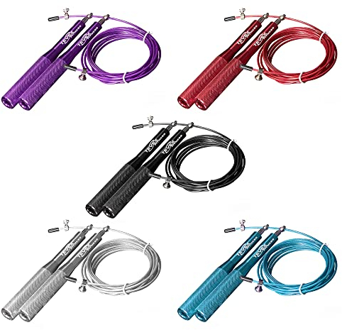 Tevex Springseil Kugellager Profi Speed Rope Sprungseil Seil Seilspringen (rot)