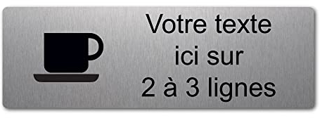Mygoodprice Placa grabada personalizada con logotipo de la taza, 30 x 10 cm, personalizada, 1 a 3 líneas de aluminio cepillado