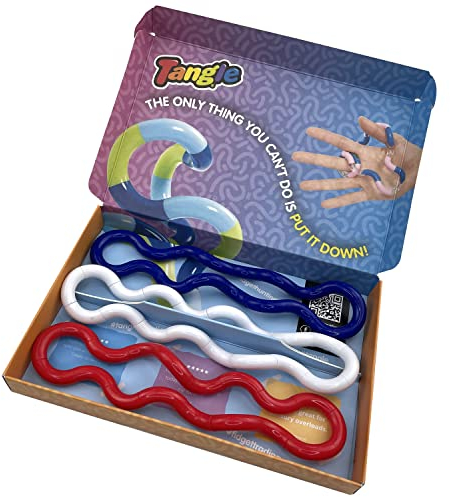 Tangle Jr. Solid Series | Box mit 3 | Patriot Kit | FIDGET TO FOCUS | Fidget-Spielzeug für Kinder | ab 3 Jahren | Drehsensorisches Spielzeug | ideal für Feinmotorik | in offizieller Box