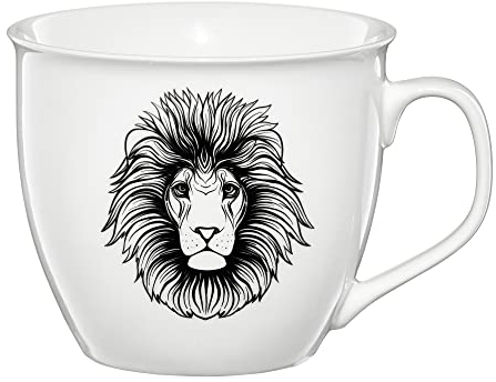 AMBITION Zodiac - Taza de café (550 ml, porcelana, 11 x 14,5 x 9,5 cm), diseño de león