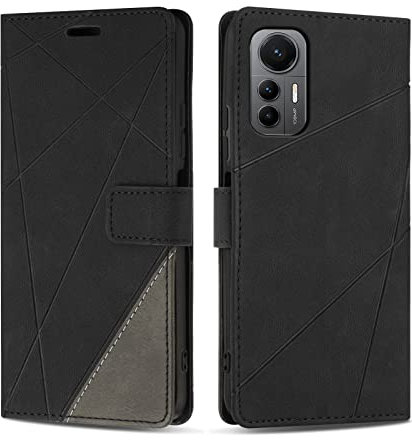 SONWO Etui Coque pour Xiaomi Mi 12 Lite 5G, Protection Housse en Cuir PU Portefeuille Livre pour Xiaomi Mi 12 Lite 5G, Emplacements Cartes, Fonction Support, Noir