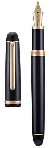 Jinhao X350 Fountain Pen Medium Nib, Black with Golden Clip Metal Writing Pen