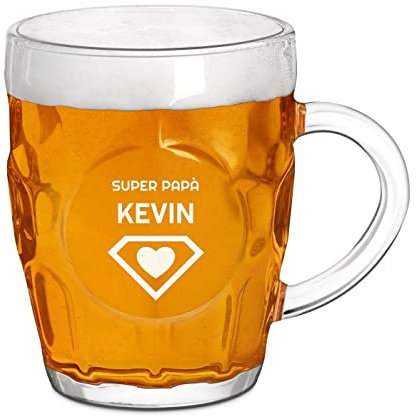 Maverton Boccale birra con incisione - bicchiere da birra personalizzato 500 ml con manico per uomo - calice birra - bicchieri personalizzati con nome - per compleanno - Super papà