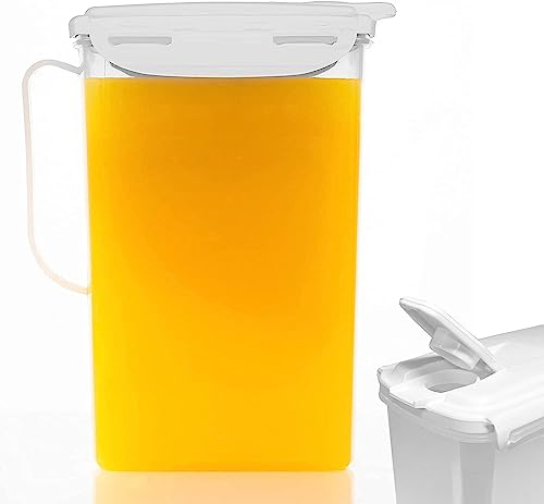 Clip & Lock Seal 2 Litre Fridge Door Jug with White Lid, Ideal for Juice, Milk, Water and More. BPA-Free. (Pack of 1)