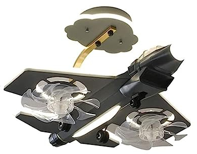 Leise Ventilator lampe Cartoon Flugzeug Deckenventilatoren mit Licht Hubschrauber Modell LED dimmbar 6 Windgeschwindigkeit Fan Lampe W/Fernbedienung for Vergnügungspark Schlafzimmer Kinderzimmer