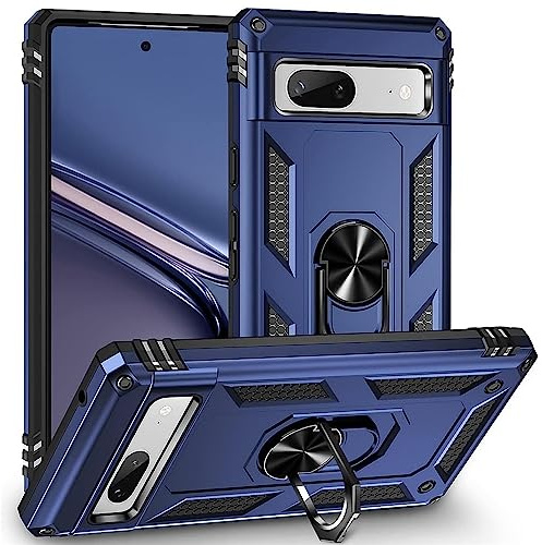 CoolGadget Outdoor Handyhülle für Google Pixel 7a Stoßfest mit Ring Blau | Panzerhülle im Defender Design, Ringhalter mit Standfunktion, rutschfest, robuster Rundumschutz
