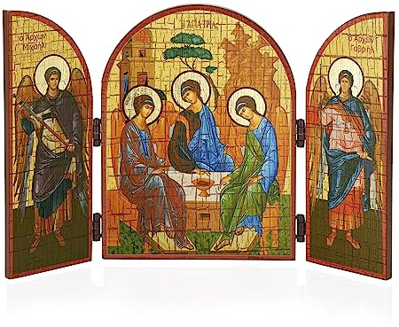 NKlaus Triptychon christliche Ikone Holz Heilige Dreifaltigkeit, 1 Stück | 25x16cm