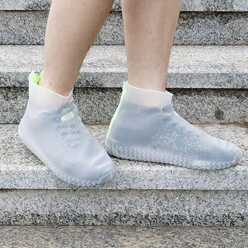 Wasserdicht Silikon Überschuhe mit Reißverschluss 1 Paar Silikon Überschuhe Schuhüberzieher Wasserdicht rutschfest Outdoor Regenüberschuhe Für Regen Schneetag Wüstenstrand Schlammige