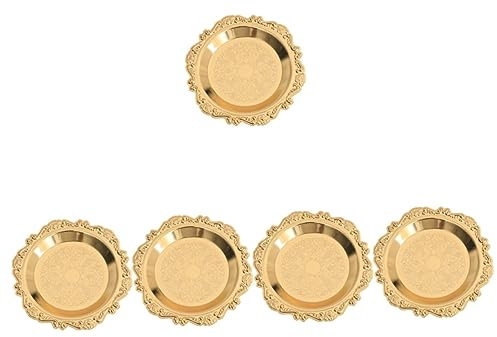 Cabilock 5 Pz Vassoio Per Gioielli Vassoio Dim Sum Piatti Da Torta in Lega Piatti Della Torta Della Cena Snack Che Servono Piatti Vassoio Porta Trucchi Sottopiatti D'oro Ceramica Metallo